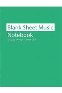Blank Sheet Music Notebook 12 Staves 100 Pages Seafoam Green