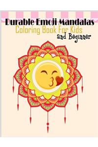 Durable Emoji Mandalas Coloring Book for Kids and Beginner
