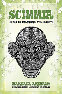 Libro da colorare per adulti - Disegni animali alleviare lo stress - Mandala Animale - Scimmia
