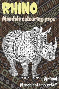 Mandala Colouring Page - Animal - Mandala Stress Relief - Rhino