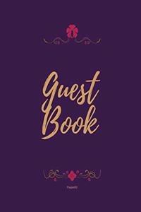 Guest Book - Golden Frame #3 on Pink Paper