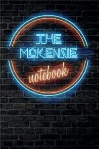 The MCKENZIE Notebook: Vintage Blank Ruled Personalized & Custom Neon Sign Name Dotted Notebook Journal for Girls & Women. Wall Background. Funny Desk Accessories. Retro B