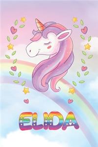 Elida: Elida Unicorn Notebook Rainbow Journal 6x9 Personalized Customized Gift For Someones Surname Or First Name is Elida