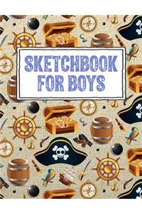 Sketchbook for Boys: Pirate Sketch Book - A Cool Blank Pages with Border Notebook for Kids who Love Sketching, Doodling and Drawing