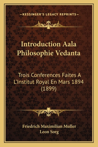 Introduction Aala Philosophie Vedanta