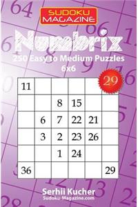Numbrix - 250 Easy to Medium Puzzles 6x6