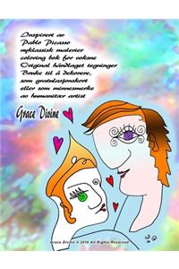 Inspirert av Pablo Picasso nyklassisk malerier coloring bok for voksne Original håndlaget tegninger Bruke til å dekorere, som gratulasjonskort eller som minnesmerke av humanitær artist Grace Divine