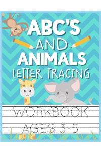 ABC's and Animals Letter Tracing Workbook Ages 3-5