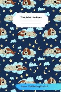 Sleep Dog Theme Wide Ruled Line Paper