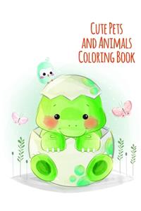 Cute Pets and Animals Coloring Book