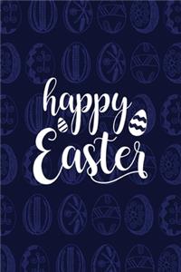 Happy Easter Notebook, Blank Write-in Journal, Dotted Lines, Wide Ruled, Medium (A5) 6 x 9 In (Blue)