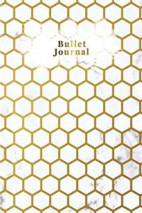Bullet Journal: Marble + Gold Trendy Journal - 120-Page 1/4 Inch Dot Grid Notebook- 6 X 9 Marble & Gold Perfect Bound Softcover