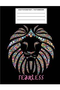 Fearless Lion Wide Rule Composition Notebook
