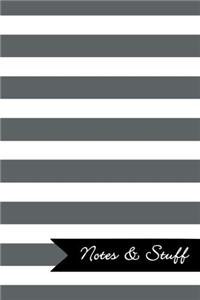 Notes & Stuff Lined Notebook With Slate Grey Striped Pattern Cover