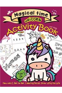Magical time UNICORN Activity Book for kids Age3+