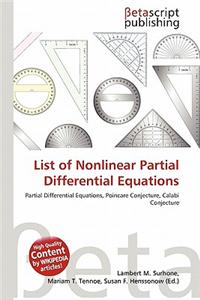 List of Nonlinear Partial Differential Equations