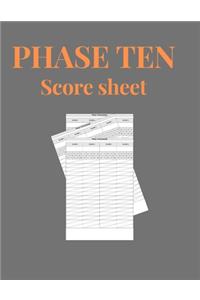 Phase Ten Score Sheets