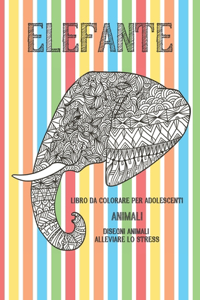Libro da colorare per adolescenti - Disegni animali alleviare lo stress - Animali - Elefante