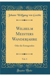 Wilhelm Meisters Wanderjahre, Vol. 3: Oder die Entsagenden (Classic Reprint)