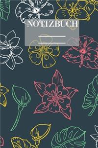 Notizbuch Garten Muster Pattern Pflanzen Blumen Pflanze Flower Blüte Grün Bunt Zeichnung