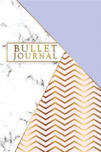 Bullet Journal: Marble + Gold Bullet Journal - 120-Page 1/4 Inch Dot Grid Notebook - 6 X 9 Marble & Gold Perfect Bound Softcover