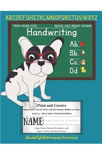 French Bulldog Cover Handwriting Practice Pages Primary Notebook Print & Cursive