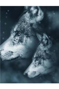 Wolves in the Night Wide Rule Composition Notebook