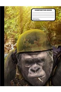 Gorilla Soldier Composition Notebook Blank Unruled 200 Pages / 100 Sheets, 9-3/4