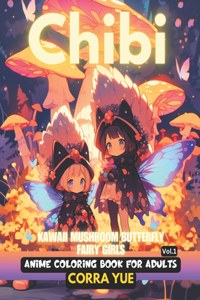 Chibi Kawaii Mushroom Butterfly Fairy Girls - Anime Coloring Book For Adults Vol.1