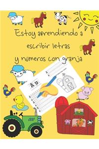 Estoy aprendiendo a escribir letras y números con granja