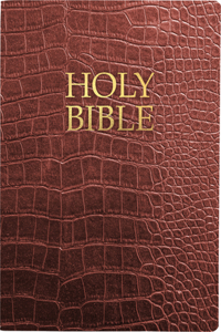 Kjver Holy Bible, Large Print, Walnut Alligator Bonded Leather, Thumb Index