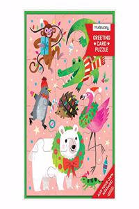 Merry Animals Greeting Card Puzzle