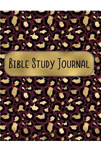 Bible Study Journal: 8.5 x 11 Burgundy & Gold Leopard Pattern Daily Scripture Notebook with Prompt Questions