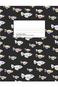 Pretty Fish Back to School Composition Notebook for Girls or Boys Animal Pattern for Elementary Journal Writing or Notes Wide Ruled Blank, Lined