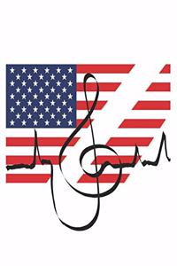 American USA clef gift - 120 Pages, notebook, notepad, USA, America, US Flag, gift for music school, music lesson, music student, birthday, Christmas, bass treble