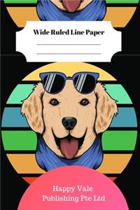 Cute Retro Puppy Theme Wide Ruled Line Paper