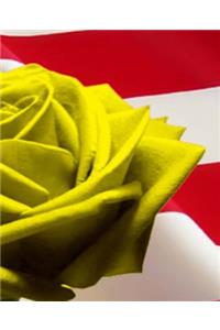 Yellow Rose USA Flag Background Patriotic School Composition Book 130 Pages