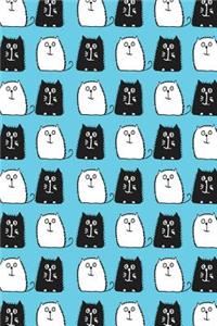 Journal Notebook For Cat Lovers Black and White Cats in a Row 2