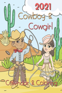 Cow boy and Cow Girl Coloring Calendar 2021