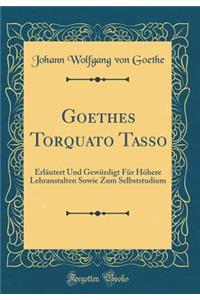 Goethes Torquato Tasso: ErlÃ¤utert Und GewÃ¼rdigt FÃ¼r HÃ¶here Lehranstalten Sowie Zum Selbststudium (Classic Reprint)