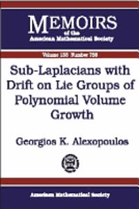 Sub-Laplacians with Drift on Lie Groups of Polynomial Volume Growth