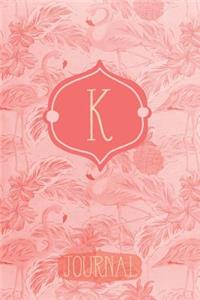 K Journal: Pink Flamingo Letter K Monogram Journal Decorated Interior