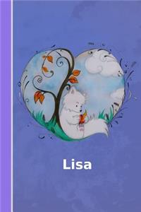 Lisa: Personalisiertes Notizbuch - Fuchs Mit Herz - Softcover - 120 Seiten - Leer / Blanko / Nummeriert - Notebook - Tagebuch - Diary - Scrapbook - Gesche