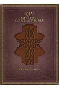KJV Large Print Compact Bible, Brown Celtic Cross LeatherTouch