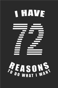 I Have 72 Reasons to Do What I Want Birthday Celebration Gift 72 Birth Anniversary
