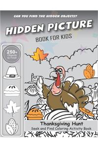 Hidden Picture Book for Kids, Thanksgiving Hunt Seek And Find Coloring Activity Book