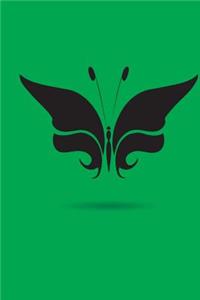 Black on Green Butterfly Design Journal: 150 page lined notebook/diary