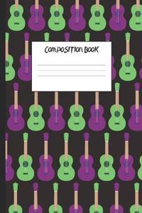 Composition Book: Purple and Green Guitars, 200 Pages, College Ruled (7.44 X 9.69)