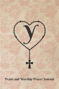 Letter Y Personalized Monogram Praise and Worship Prayer Journal - Rosary Cross