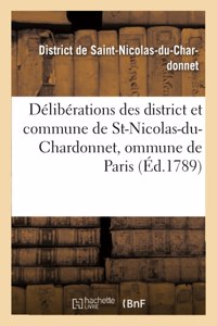 Extrait Des Registres de Délibérations Des District Et Commune de St-Nicolas-Du-Chardonnet